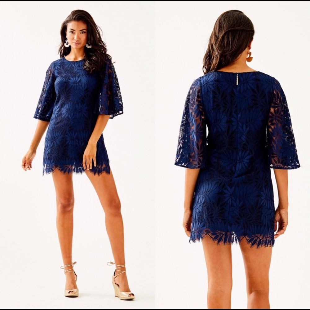 Lilly Pulitzer Jackelin Navy Lace Romper NWT